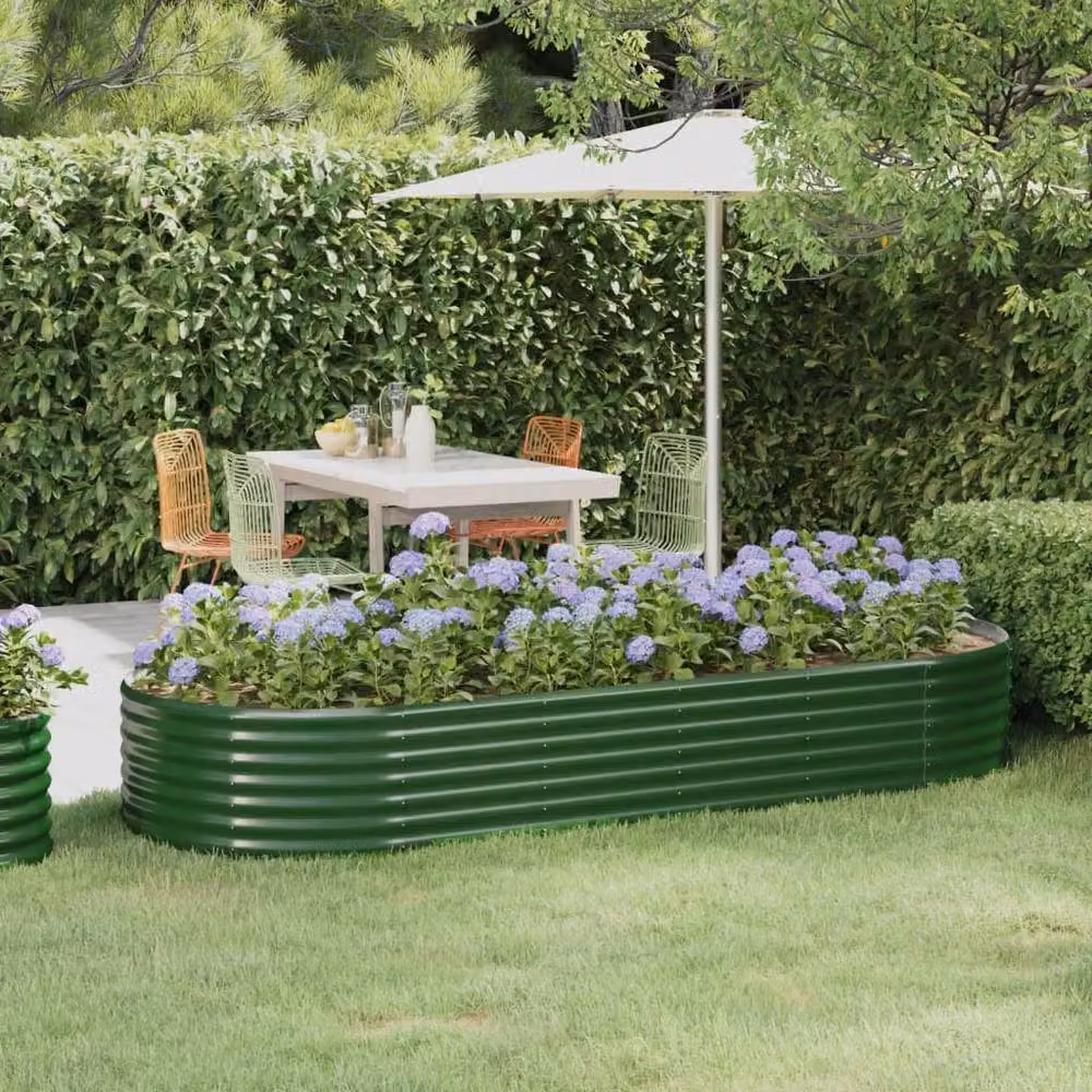 Berkfield Home Garden Green Powder-coated Steel Raised Bed, W: 249 cm, D: 100 cm, H: 36 cm – 2