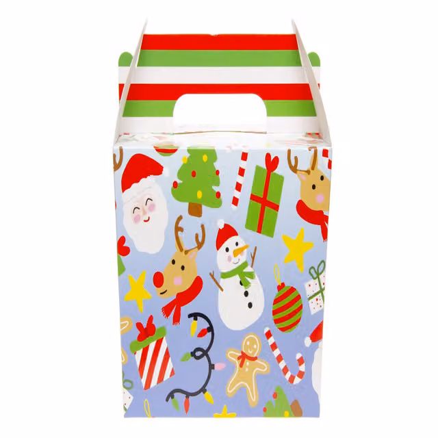 LG-Imports Pack of 12 White Christmas Paper Food Boxes W: 14 cm, D: 10 cm, H: 12 cm