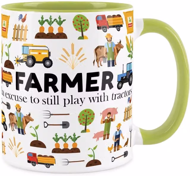 Purely Home Novelty Farmer Ceramic Mug in Light Green