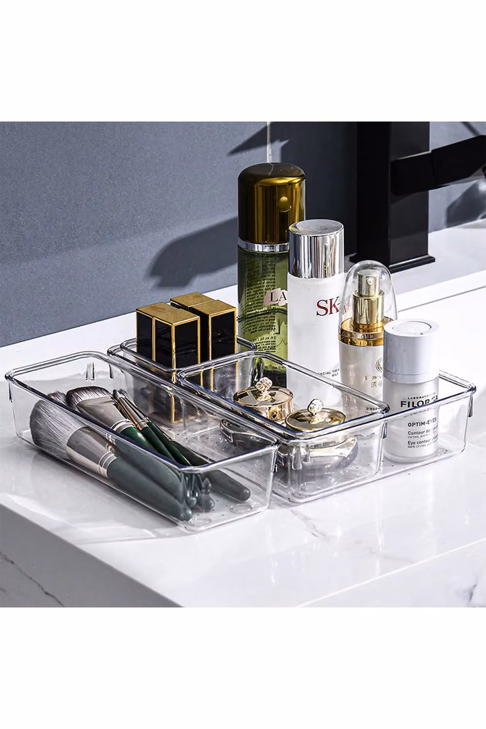 Living and Home 6-Piece Transparent Acrylic Drawer Organiser Storage Container Set for Home and Office – 2