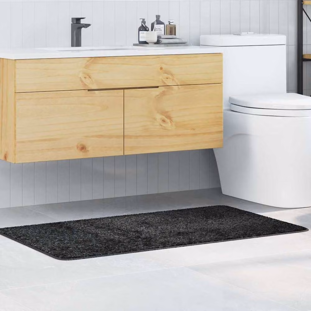 Berkfield Home Rectangular Non-Slip Bath Mat in Grey, W: 70 cm, L: 120 cm – 2