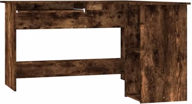 Berkfield Home Modern Corner Desk in Smoked Oak Brown, W/D/H: 120 x 140 x 75 cm