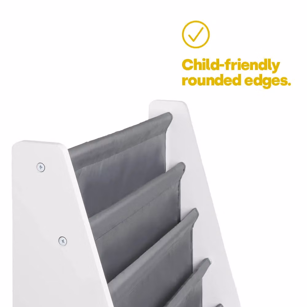 LIVIVO 4 Tier Natural Kids Sling Bookshelf in Grey, W/D/H: 58 x 28 x 58 cm – 4