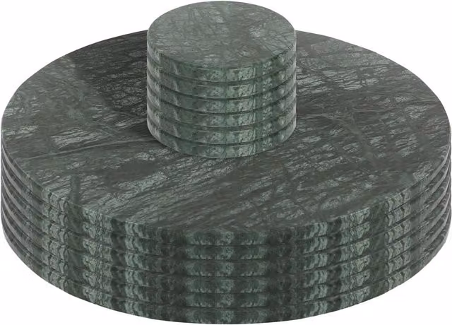 Argon Tableware Round Green Marble Placemats and Coasters Set