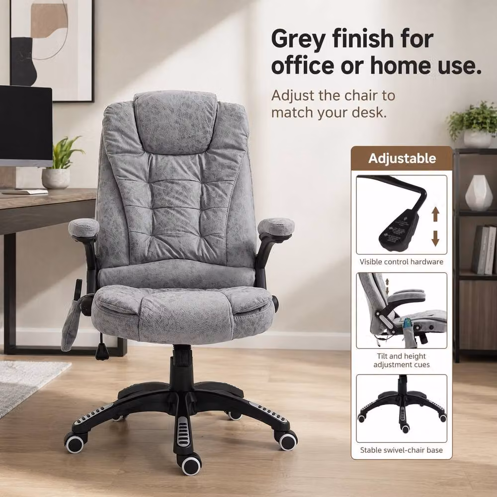 STILVORA Grey Massage Recliner Executive Office Chair with Heating and Headrest – 5
