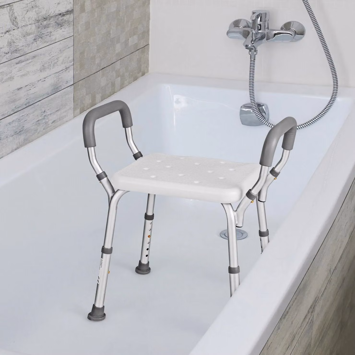 Costway Height Adjustable Shower Bench and Bath Stool in White – 2