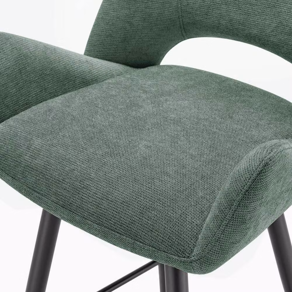 FurnitureboxUK Set of 2 Layla Mid-Century Green Fabric Bar Chairs with Metal Legs – 4