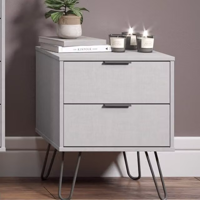 Core Products Ltd Augusta Grey 2 Drawer Bedside Cabinet Storage Unit – 1