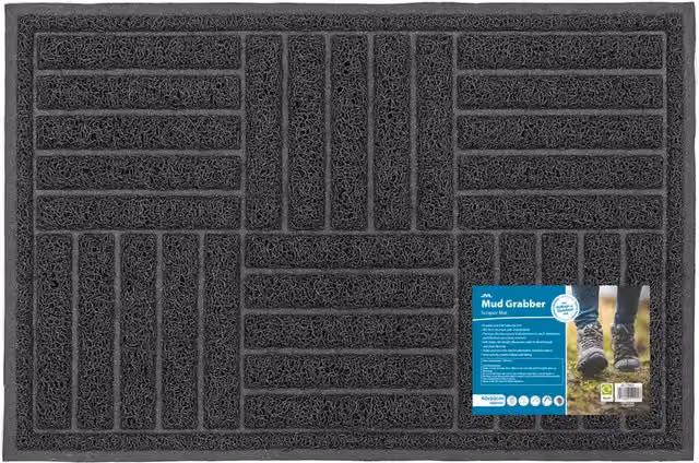 JVL Grey Square Mud Grabber Scraper Doormat