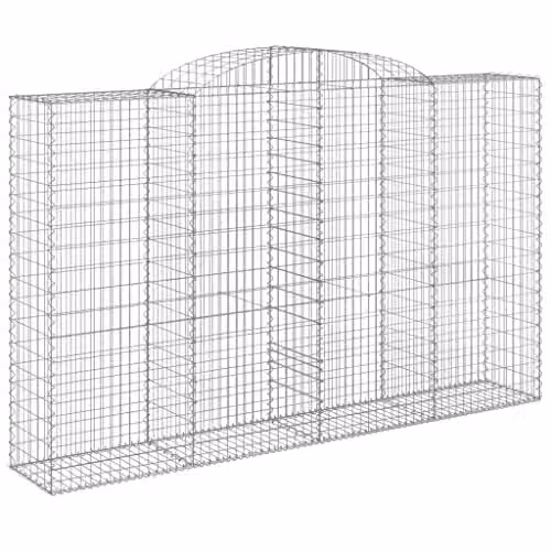 vidaXL Arched Gabion Basket in Silver Galvanised Steel, W: 300 cm, D: 50 cm, H: 180/200 cm