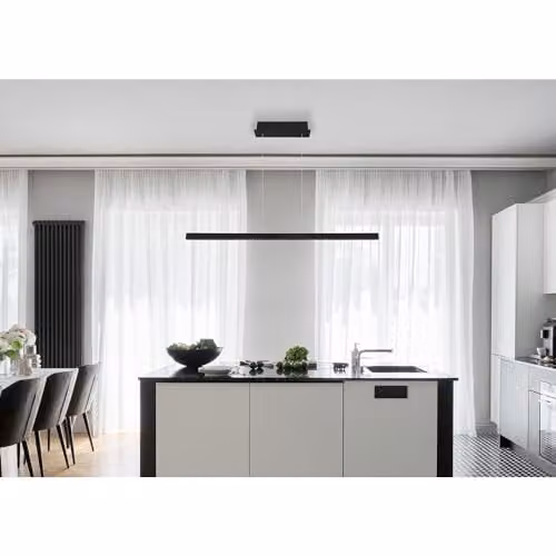 Globo Lighting Modern LED Suspended Bar Pendant Light in Black Metal for Kitchen and Dining Rooms – 6