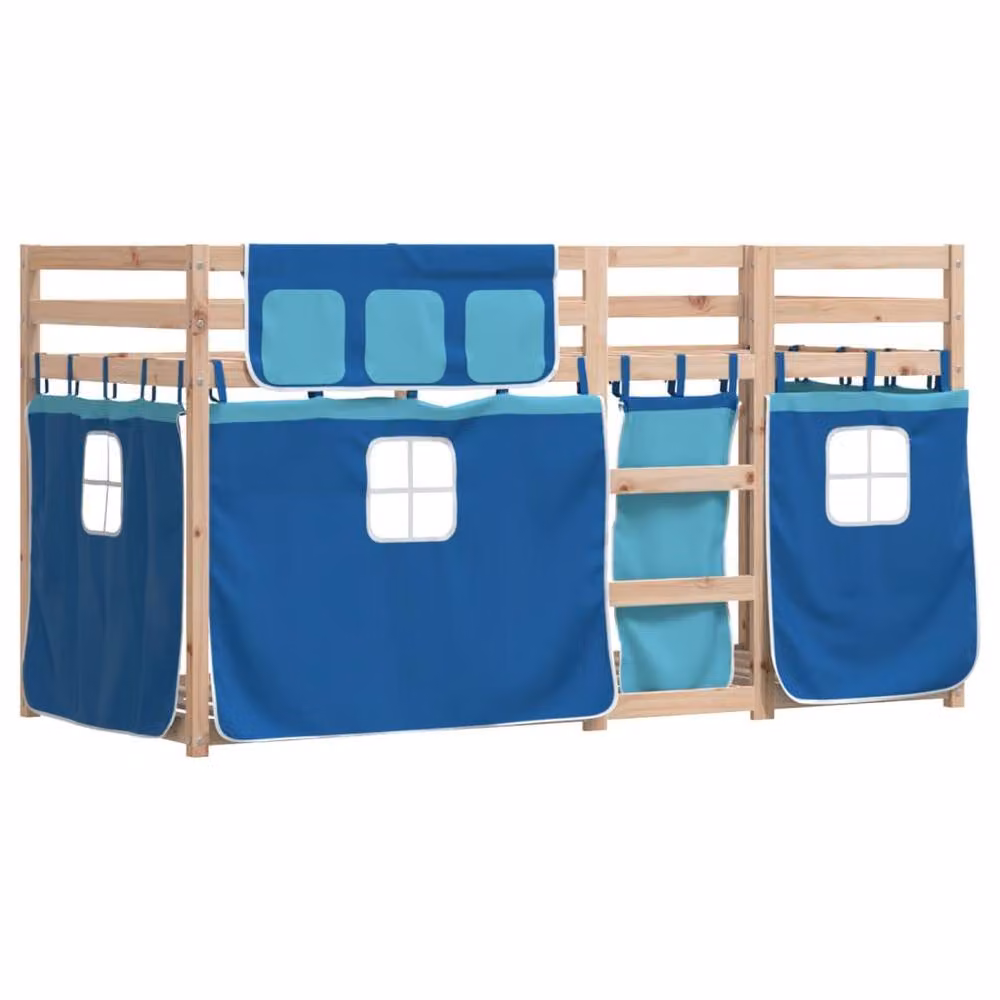 Berkfield Home Rustic Blue Solid Wood Pine Bunk Bed W/D/H: 80 x 200 cm – 3