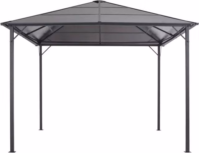 Berkfield Home Aluminium Gazebo with Polycarbonate Roof, Black, W/D/H: 300 x 300 x 260 cm