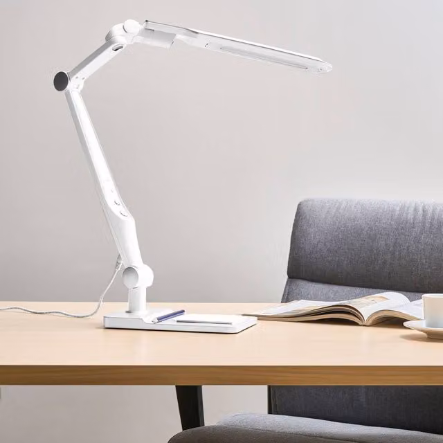 Wyld and Coco Silver Metal Office Desk Lamp with Adjustable Rotating Arm and Stepless Touch Dimming – 1