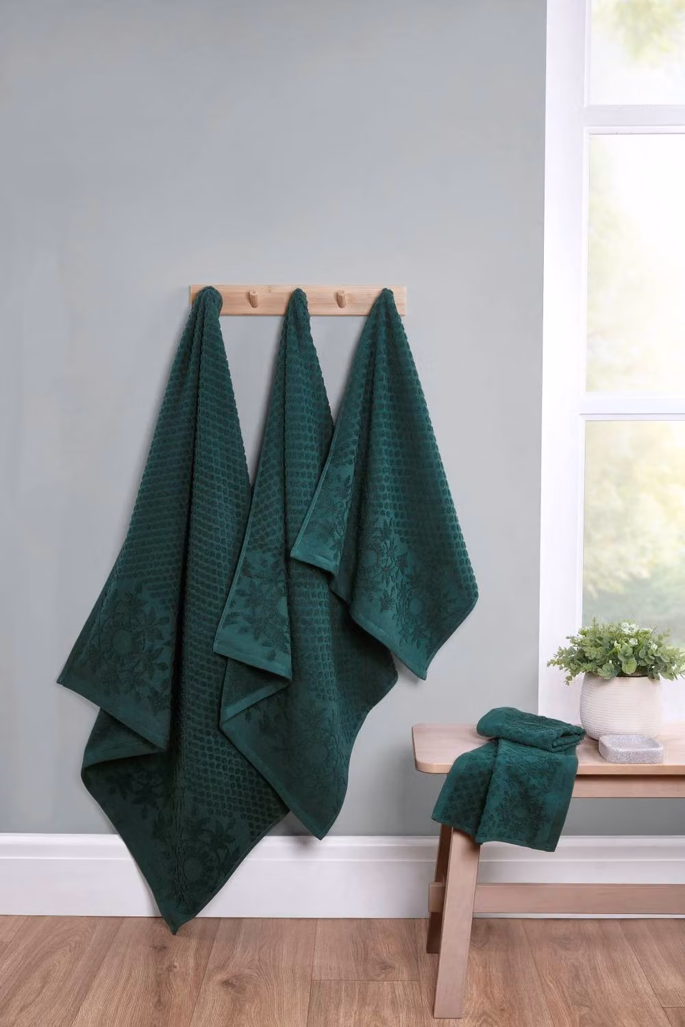 Rapport Home Versailles Jacquard 6 Piece Cotton Towel Set in Green – 2