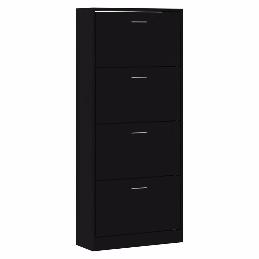 Berkfield Home Black Modern Shoe Cabinet with Tilting Compartments and Drawers, W/D/H: 63 x 24 x 147 cm – 3
