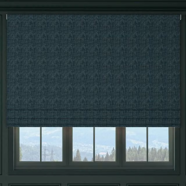 HOUSE Llewelyn-Bowen Made To Measure Roman Blind in Blue Denim Blackout Textile