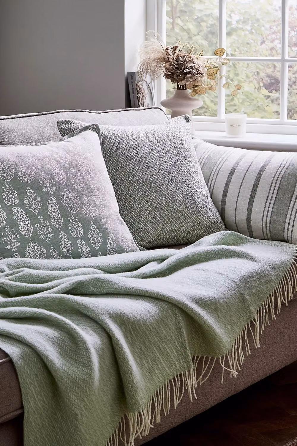 Murmur Nell Square Cotton Cushion, Green, W/D/H: 50 x 50 x 50 cm – 2