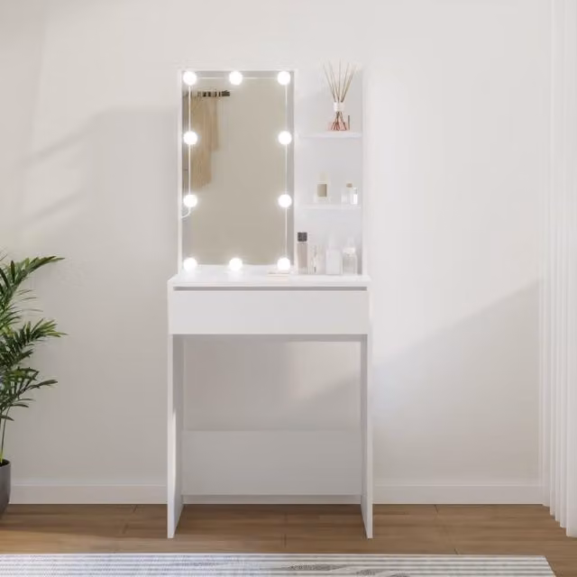 Berkfield Home Modern White LED Dressing Table, W/D/H: 60 x 40 x 140 cm