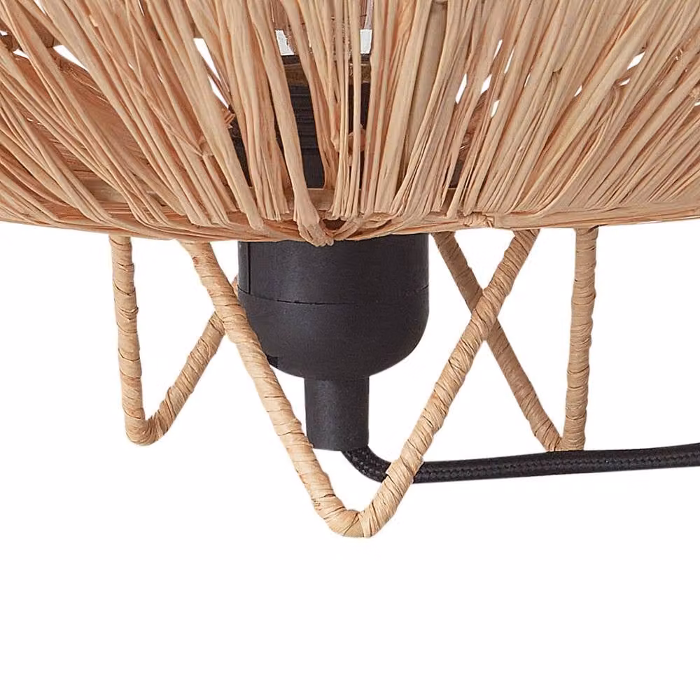 Wyld and Coco Table Lamp with Natural Straw Shade and Black Metal Base – 3