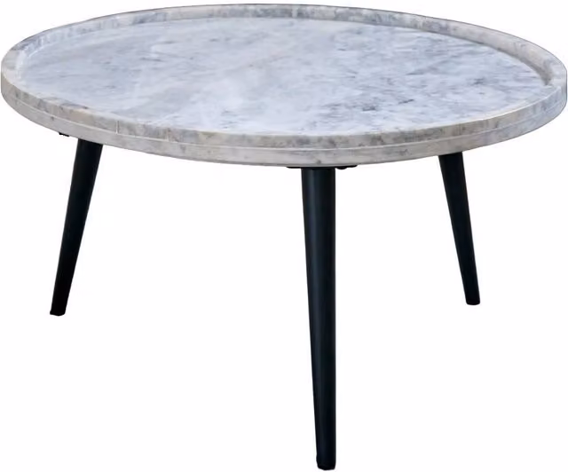 IH Design Ana Real Marble Coffee Table in White with Metal Legs, W/D/H: 70 x 70 x 36 cm
