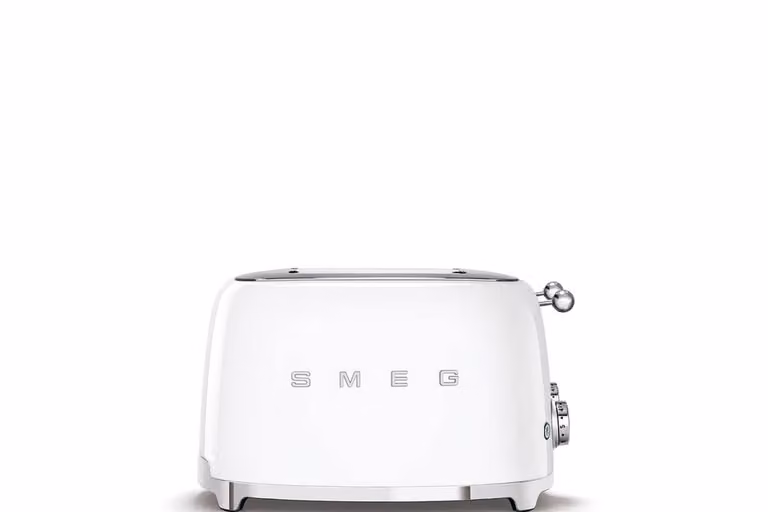 Smeg 50s Style Retro Mini-Kettle and 4-Slice Toaster Set, Stainless Steel White