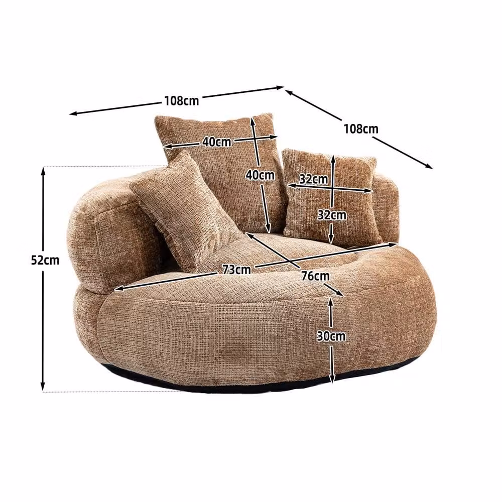 Direct Wicker Brown Chenille High Back Lazy Sofa Bean Bag Chair – 2