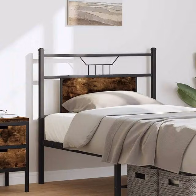 Berkfield Home Smoked Oak Headboard in Brown, Engineered Wood and Steel, Width: 75 cm – 1