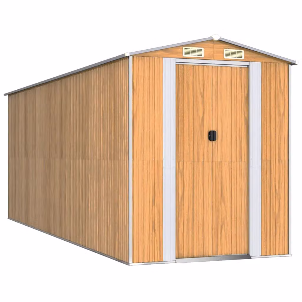 Berkfield Home Garden Shed in Light Brown Galvanised Steel, W/D/H: 523 x 192 x 223 cm – 2