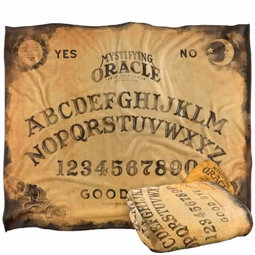 Hasbro Ouija Vintage Super Soft Fleece Throw Blanket, White, W/D/H: 152 x 127 cm