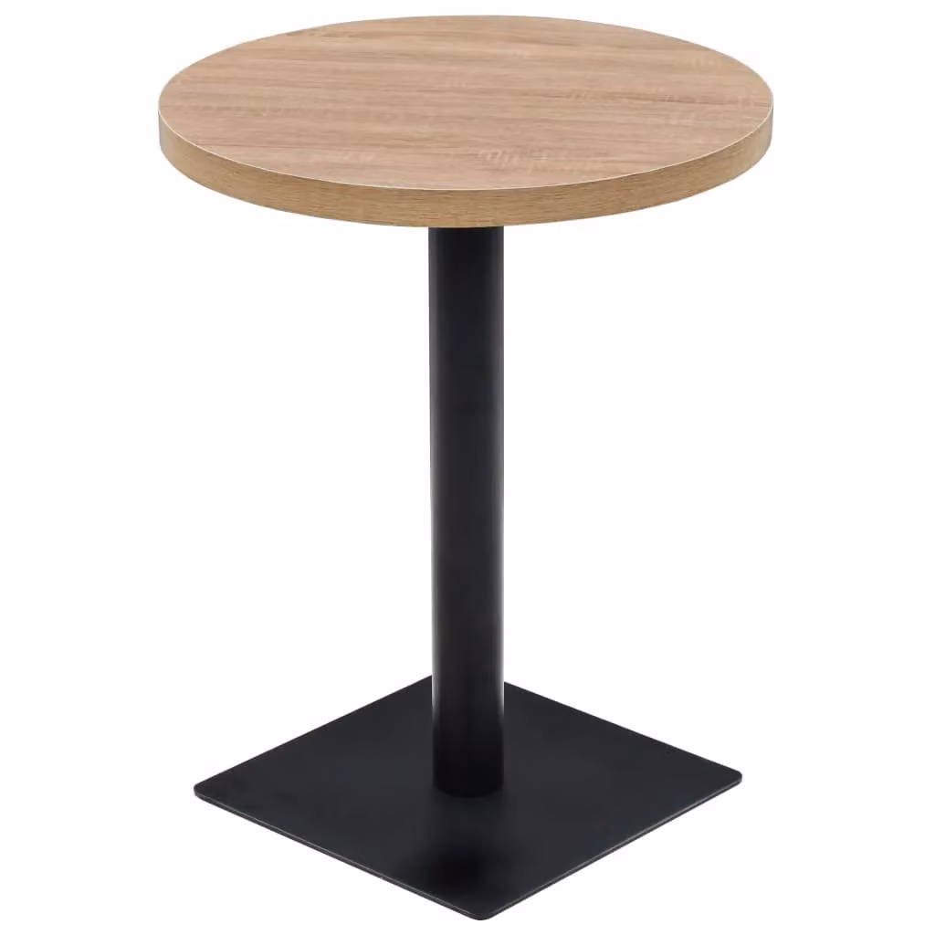 Berkfield Home Bistro Table, Round MDF and Metal, Oak Colour in Beige, W/D/H: 60 x 60 x 75 cm – 2