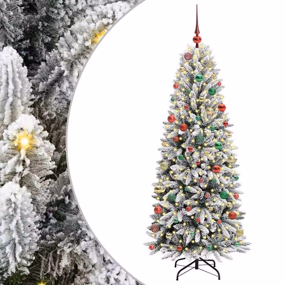 Berkfield Home Green Artificial Christmas Tree with 300 White LEDs, W/D/H: 73 x 73 x 180 cm – 2