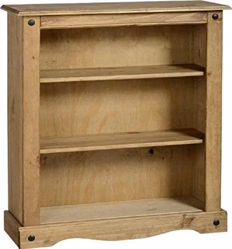 Seconique Corona Low Wooden Bookcase in Rustic Waxed Pine, Brown – 1