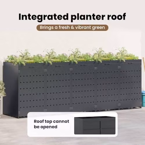 vidaXL Wheelie Bin Storage for 5 Bins, Anthracite, W: 340 cm, D: 77.5 cm, H: 121.5 cm – 4
