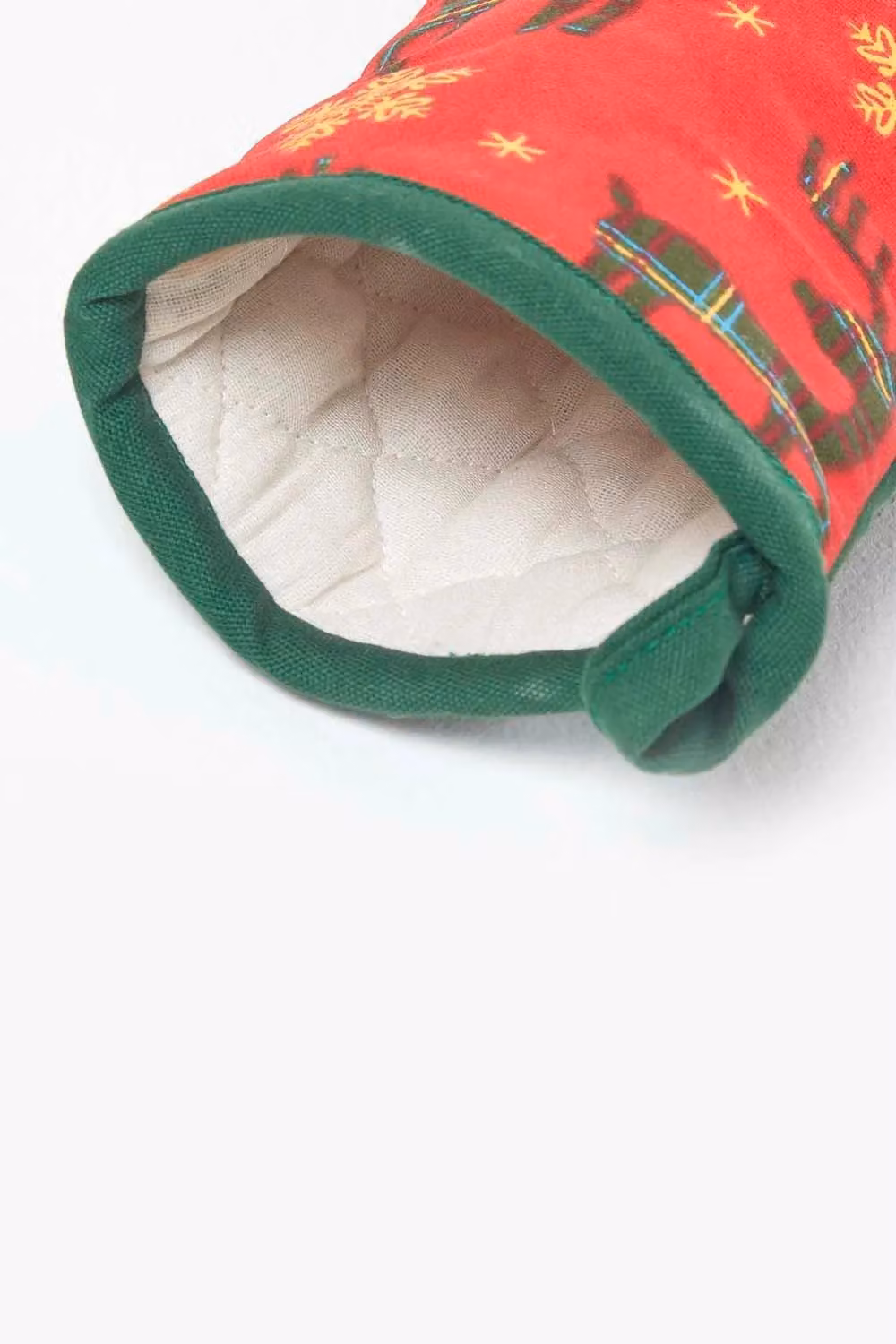 Homescapes Red and Gold Reindeer Christmas Cotton Oven Glove – 4