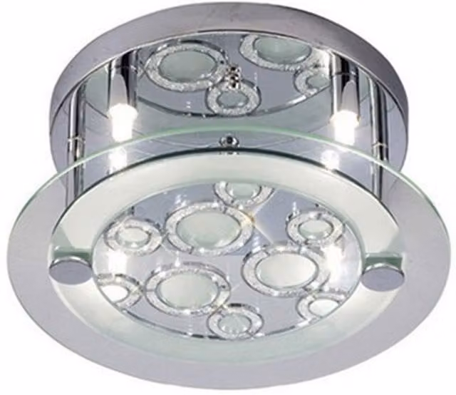 Destello Round 4-Light Ceiling Light with Circle Pattern in Polished Chrome and Crystal