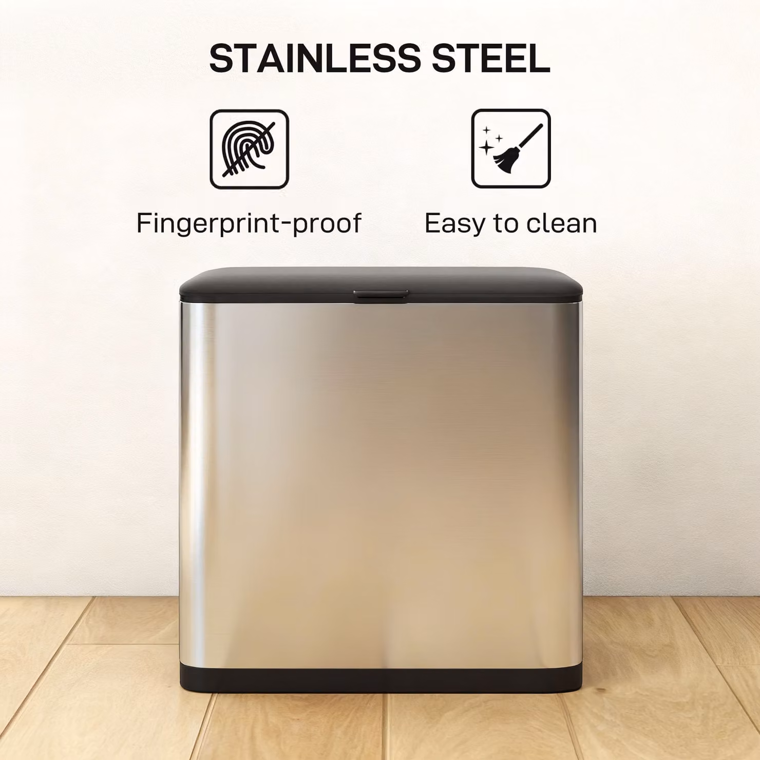 HOMCOM 8L Hanging Kitchen Bin in Silver with Flip Lid and Removable Inner Bucket – 6