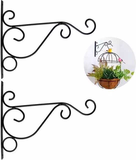EONLION Set of 4 Heavy Duty Metal Hanging Planters in Black, Diameter: 100 cm