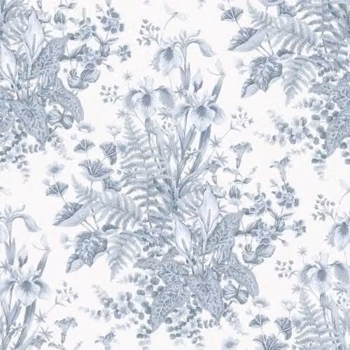Rasch Chelsea Ferns Botanical Blue and White Floral Wallpaper, Matt Finish