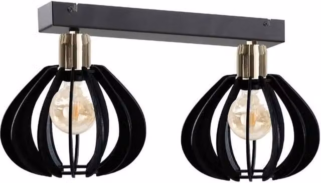 Netlighting Gemma Twin Ceiling Spotlight in Black and Gold, 50 cm, 2x E27