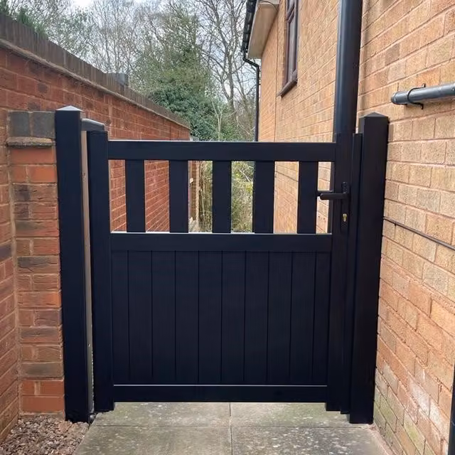Readymade Aluminium Swing Pedestrian Gate with Partial Privacy in Black (RAL9005), Width: 100 cm