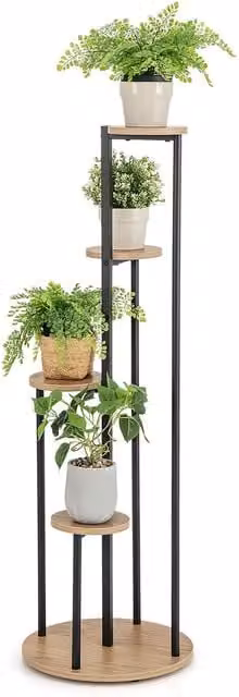 Gymax Multi-tier Metal Plant Stand Decorative Display Shelf, W/D/H: 40 x 40 x 125 cm