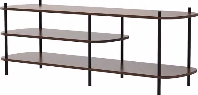 Nordlys Industrial Design TV Stand with Brown Wood and Black Metal Storage