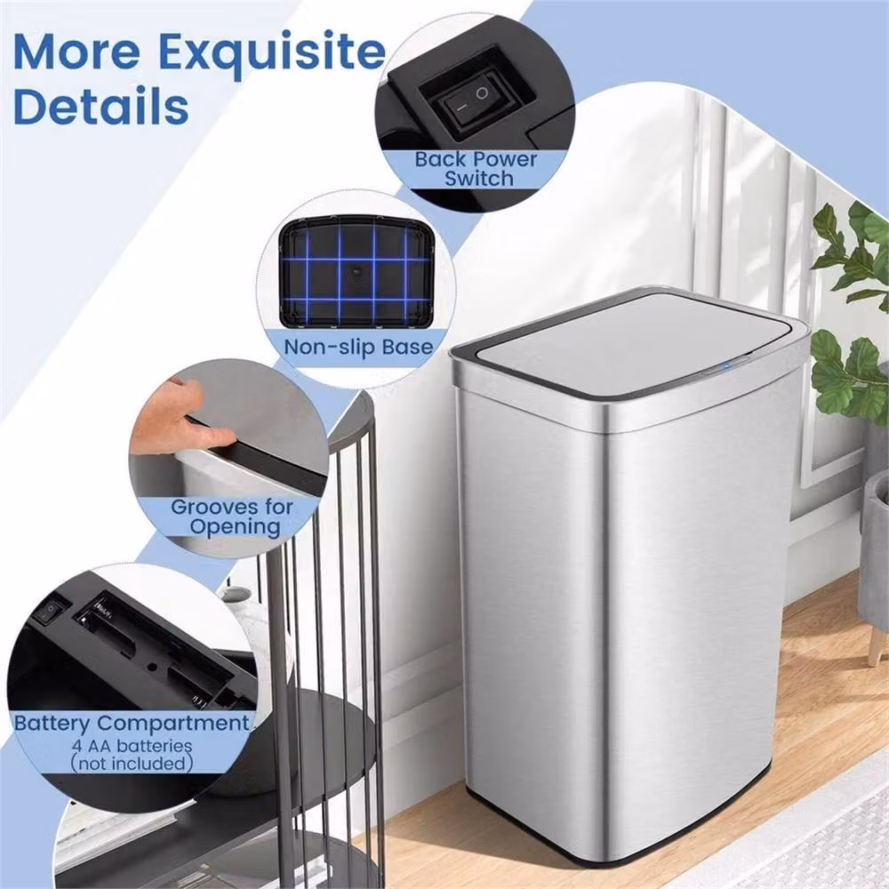 KORVIXA Rectangular Automatic Bin in Silver, 1000ml – 5