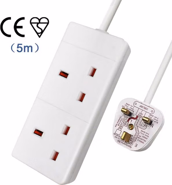 ExtraStar 2 Way Extension Lead, White, 5m