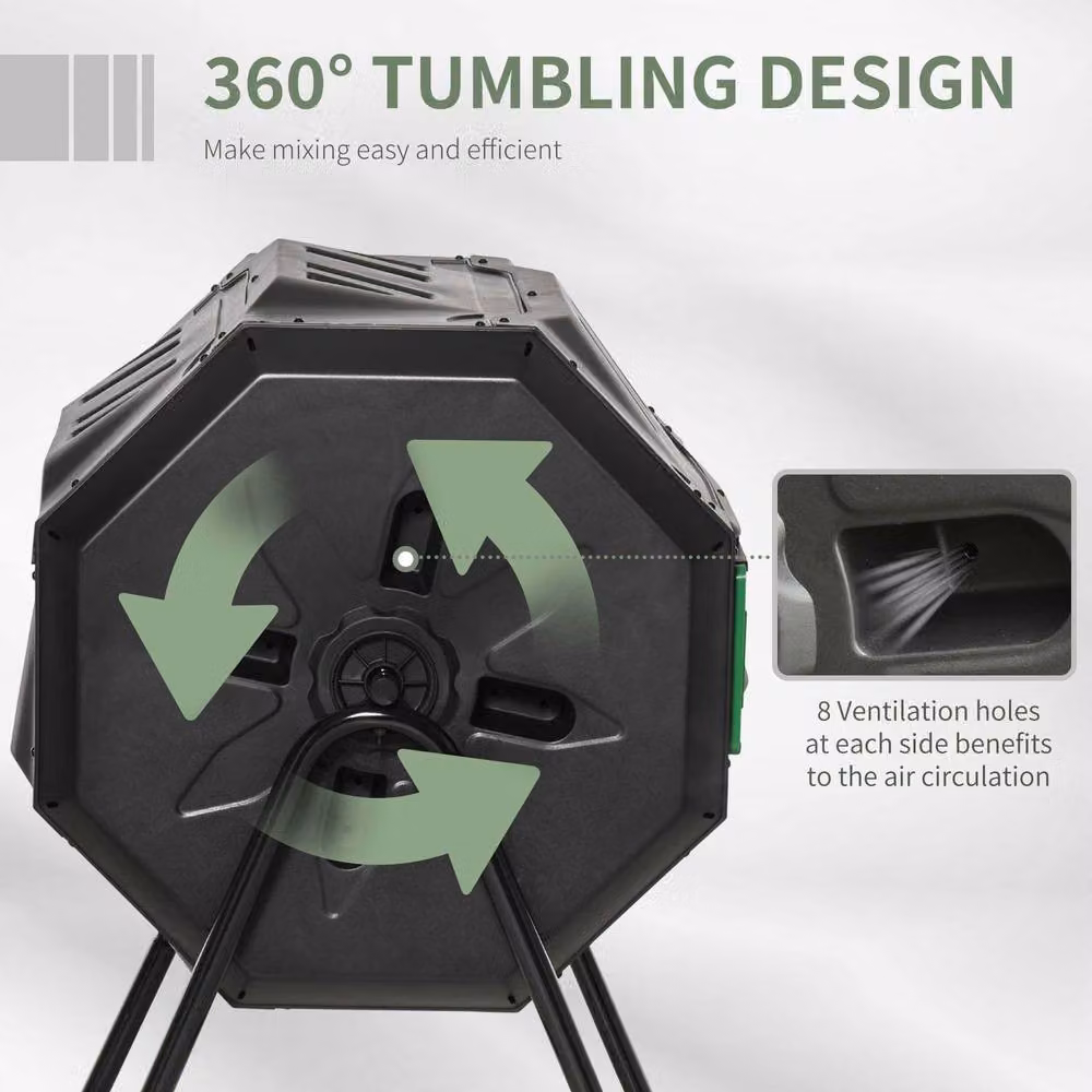 STILVORA 160L Dual Chamber Rotating Composter in Black – 5