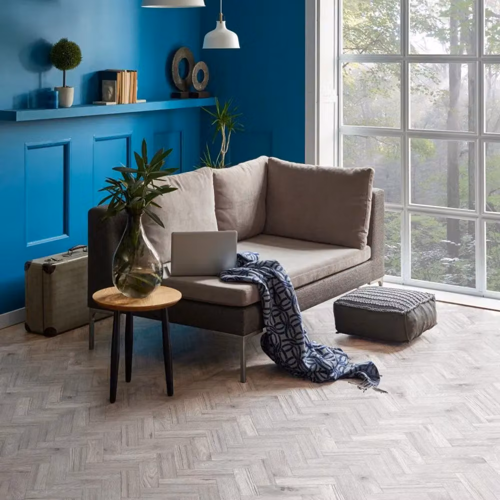 HolPa Wood Effect Luxury Vinyl Tile Planks in Silver and Grey, Covers 3.763sqm – 3