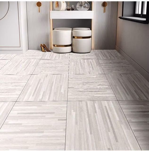 Living and Home 12-Piece Self-Adhesive PVC Flooring Tiles in Light Khaki Stone Look