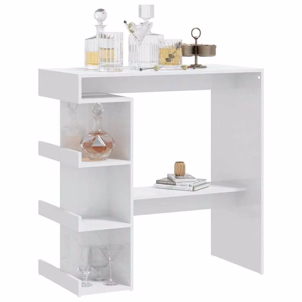 Berkfield Home Modern Bar Table with Storage Rack in High Gloss White, W: 100 cm, D: 50 cm, H: 101.5 cm – 2