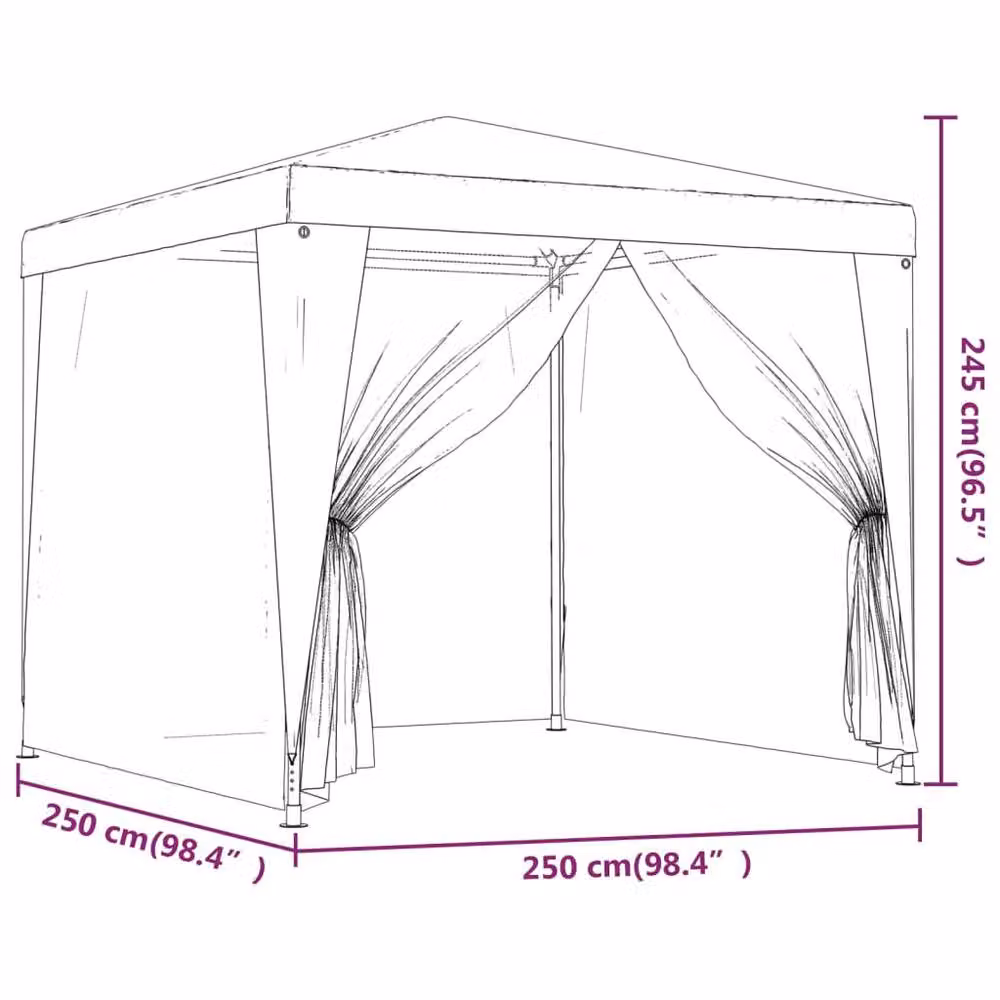 Berkfield Home Party Tent with 4 Mesh Sidewalls in Anthracite and Black, W/D/H: 250 x 250 x 245 cm – 5